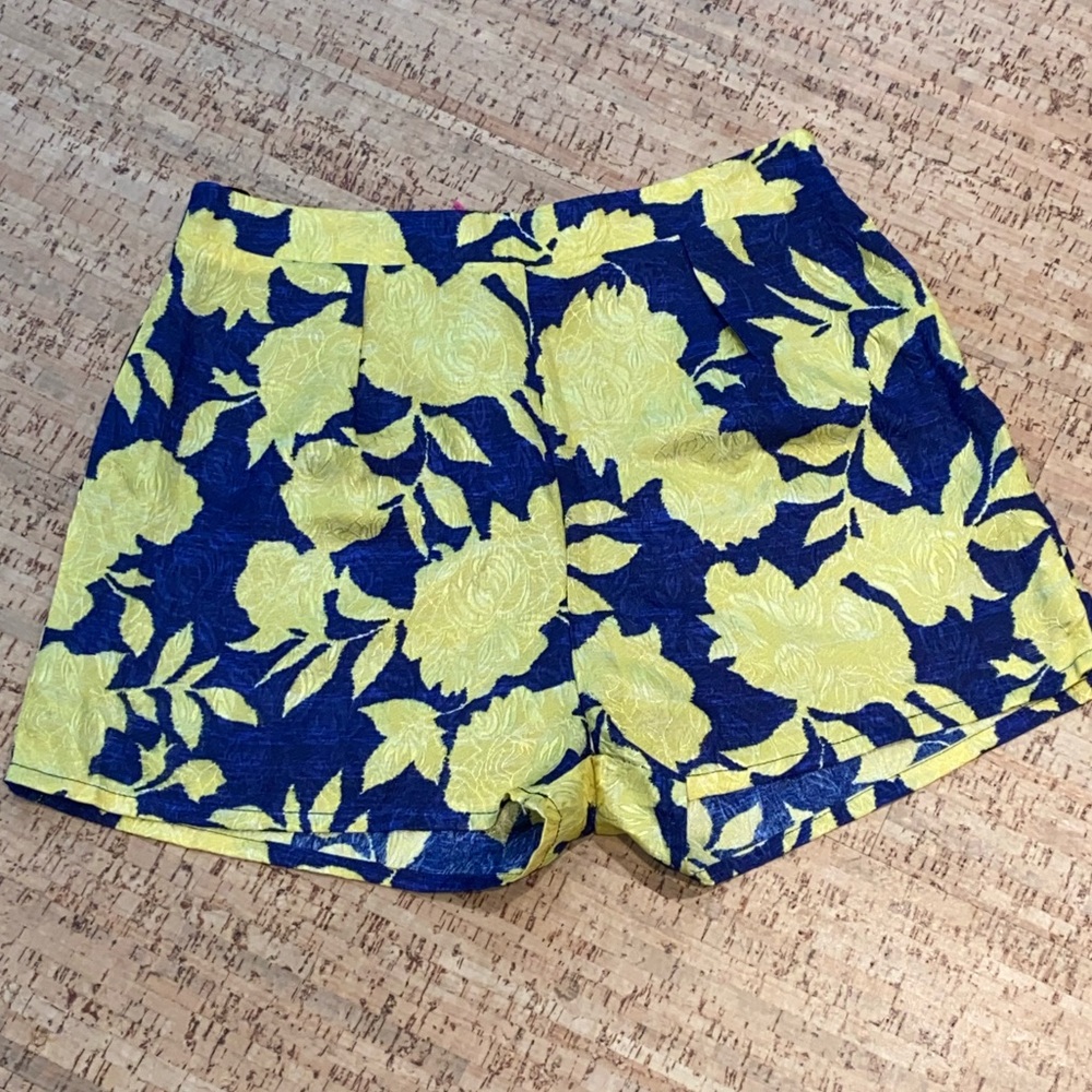 BooHoo Royal Blue/Gold High Waist Shorts